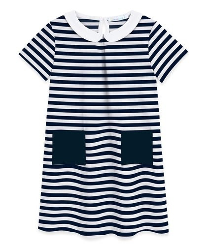Navy &amp; White Stripe Peter Pan Collar Shift Dress - Girls | Zulily