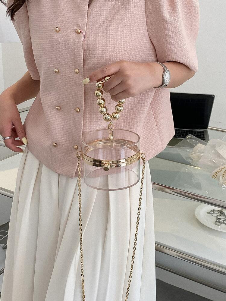 Mini Beaded Handle Clear Box Bag | SHEIN