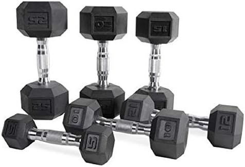 CAP Barbell Set of 2 Hex Rubber Dumbbell with Metal Handles, Pair of 2 Heavy Dumbbells Choose Wei... | Amazon (US)