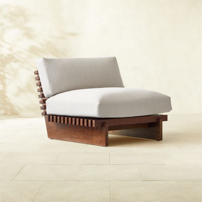 Taiko Stained Teak Outdoor Lounge Chair with Sunbrella® Cushions | CB2