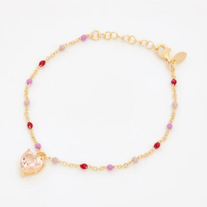 18ct Gold Plater Sterling Silver Heart Bracelet | TK Maxx