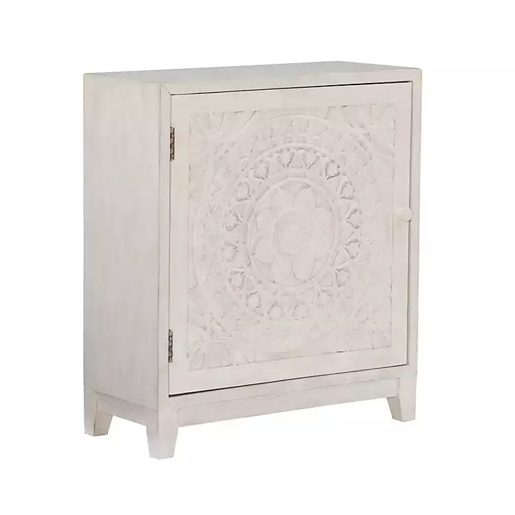 Smokey White Resin Medallion Door Cabinet | Kirklands