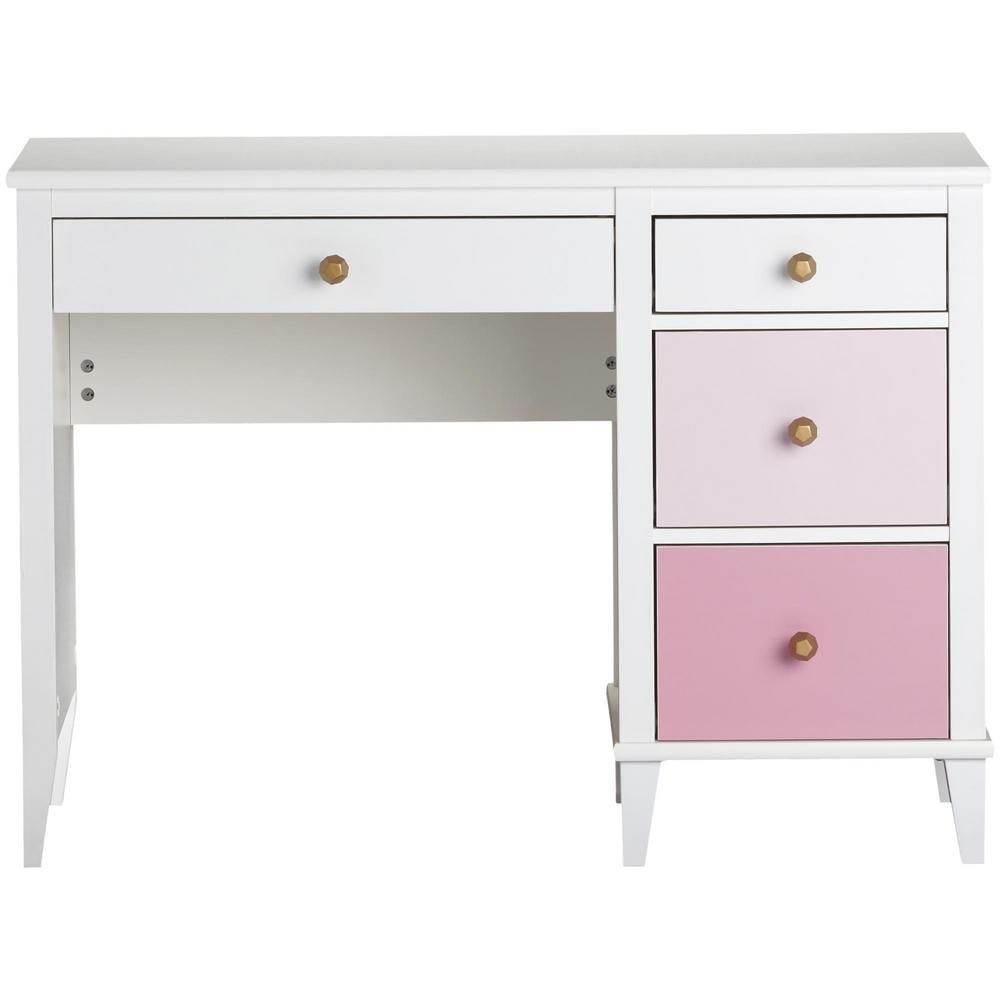 Little Seeds Monarch Hill Poppy White with Pink Drawers Kids Desk, White and Pink | The Home Depot
