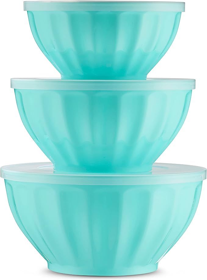Godinger Mixing Bowls with Lids, Plastic Nesting Bowls Set, Food Storage Bowls, Microwave Safe Mi... | Amazon (US)