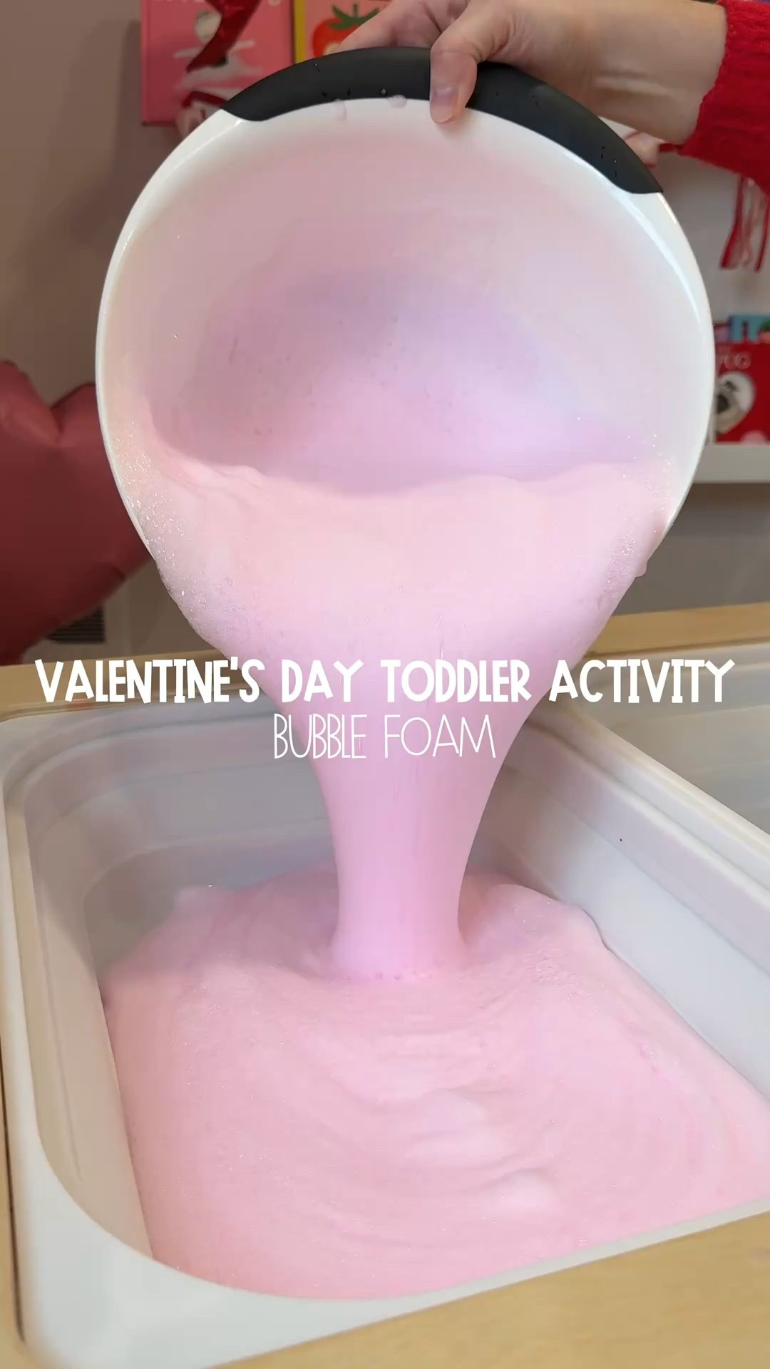 This bubble sensory bin was such an easy win for Valentine’s Day 💘

Bubble sensory bin recipe:
• 1 cup bubble solution
• 2 cups water
• A few drops of food coloring

Tip: an electric mixer or blender helps get the bubbles extra foamy🫧

Then just throw in whatever Valentine’s items you have on hand — heart bowls and cups, little ducks, scoops, or anything that makes scooping and pouring fun! 💖

Save this one for an easy sensory play idea ✨

#LTKmomlife #LTKValentine #LTKKids
