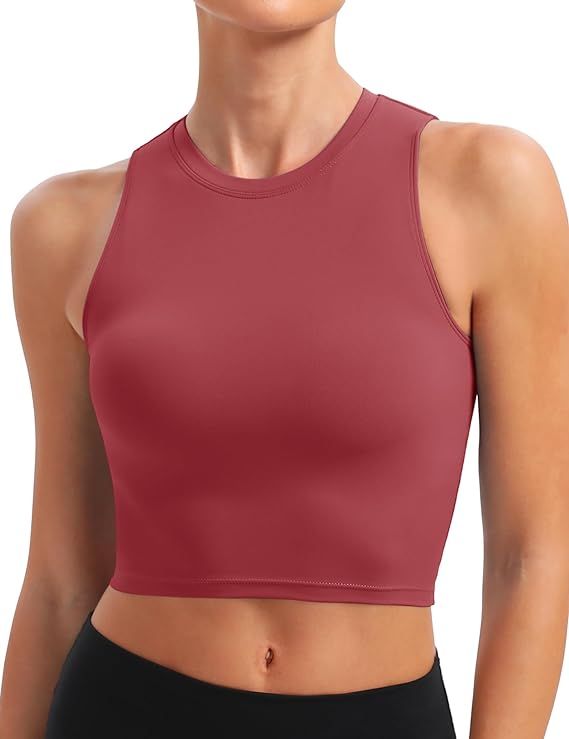 Sports Bras for Women Workout Crop Tank Tops with Built in Bra Athletic Longline Padded Yoga Shir... | Amazon (US)
