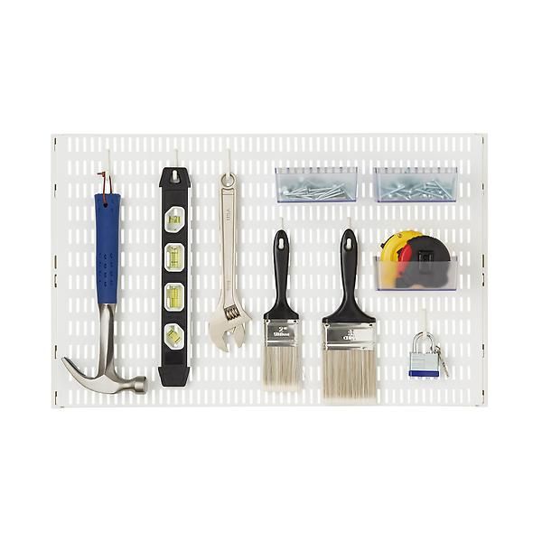 White Elfa Utility Pegboard Starter Kit | The Container Store