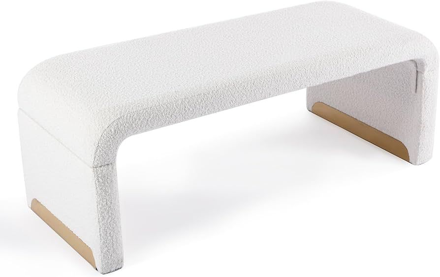 DKLGG Boucle Fabric Entryway Bench End of Bed, 43.3" Loveseat Ottoman Footstool Bedroom Bench Van... | Amazon (US)