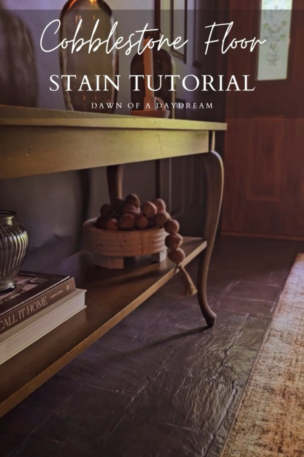 DIY Cobblestone floor - Staining tutorial ✨️

If you have any questions, pop them in the comments and I'll be happy to answer! 🥰

🔗 Want to try this technique on your own floor?? Type 'SHOP' to get the link to everything you need to do just that!

............................................................................

💗 Tap the follow button to join this little group of daydreamers. Let’s transform our homes together 🫶

🔨 Join me in stories for all the real-time fun

🛒 Looking for DIY or decor links? I try to link everything I can in my LTK (Link in Bio)

❔️ Have a question? Your voice is wanted here. Ask away 🫶

@dawn.of.a.daydream
DIY | HOME | RENO

.............................................................................

#DIYDaydream #DIYhomereno #Femalediyer #Budgethomeimprovement #DIYinteriordesign #easyhomeupdates #diyrenovation #diyhome #diygirlies #homemakeover #MoodyEntryway #oldhousenewlife #paintedfloors #weekenddiyprojects 

Cobblestone floor lookalike | stained floors | painted floors | custom tiles | easy DIY projects | Quick weekend diy | diy girlies | diy Daydream | moody aesthetic | black color drench | wood accent wall | Brass accents | Home decor | interior design | diy experiment | Home improvement | entryway makeover | Home upgrade | floor before and after