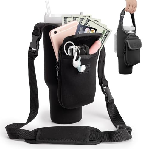 Bufilea Carrier Bag with Phone Holder Pockets for Stanley 40/30oz Tumbler with Handle, Insulated Neoprene Crossbody Bag Cup Holder w/Shoulder & Handheld Straps Fits Stanley Cup Accessories | Amazon (US)
