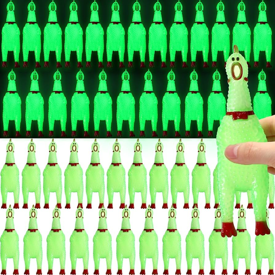 Honoson 50 Pcs Glow in The Dark Rubber Chicken 6.5 Inch Luminous Screaming Glowing Novelty Squeak... | Amazon (US)