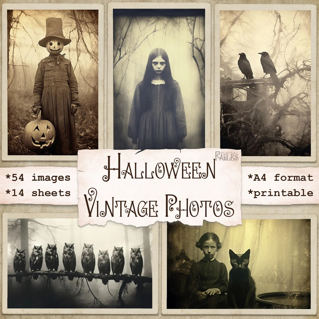 Halloween Vintage Photos Kit, Horror, All Hallows Eve Ephemera, Antique Photos for Junk Journal, ... | Etsy (US)