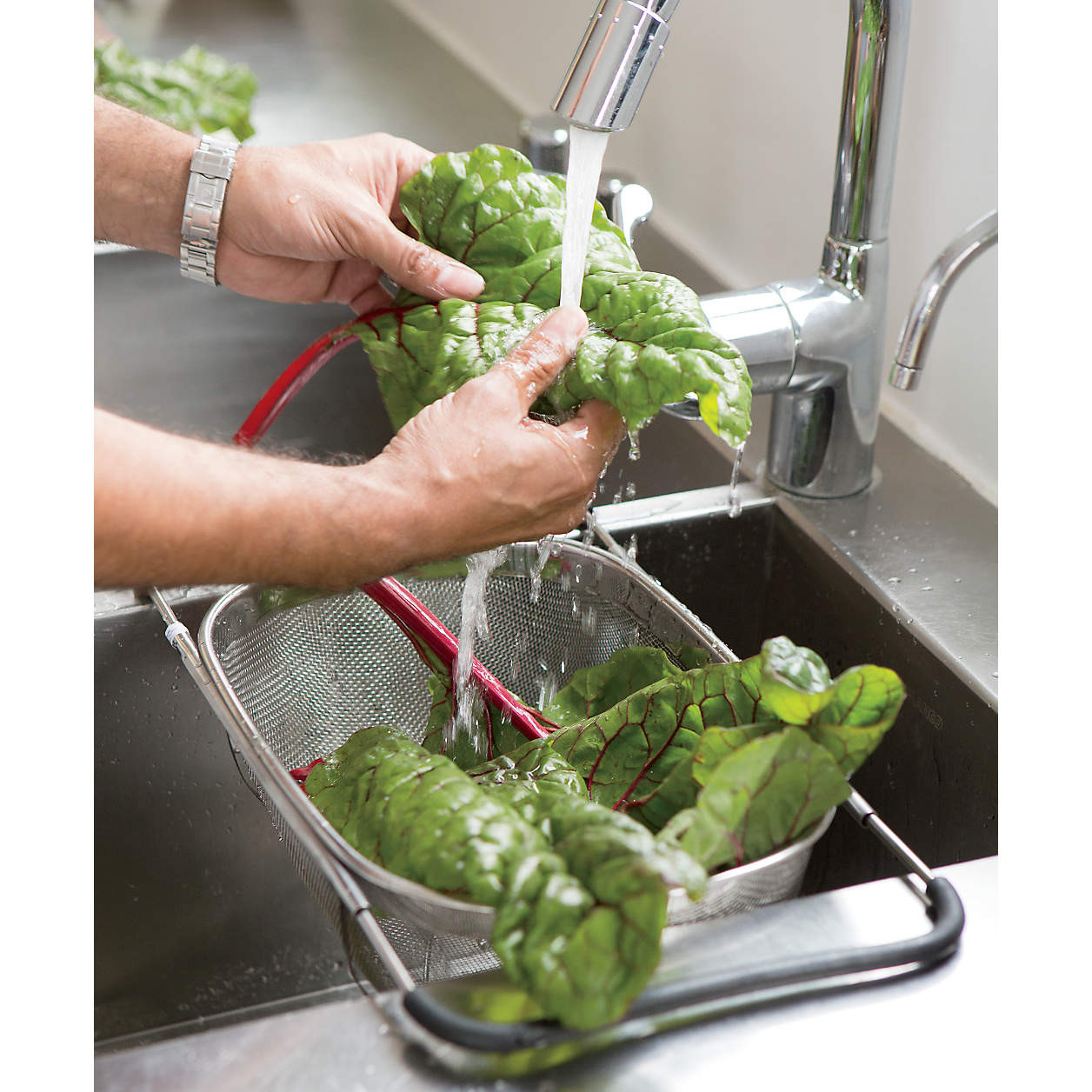 Over-The-Sink Mesh Colander + Reviews | Crate & Barrel | Crate & Barrel