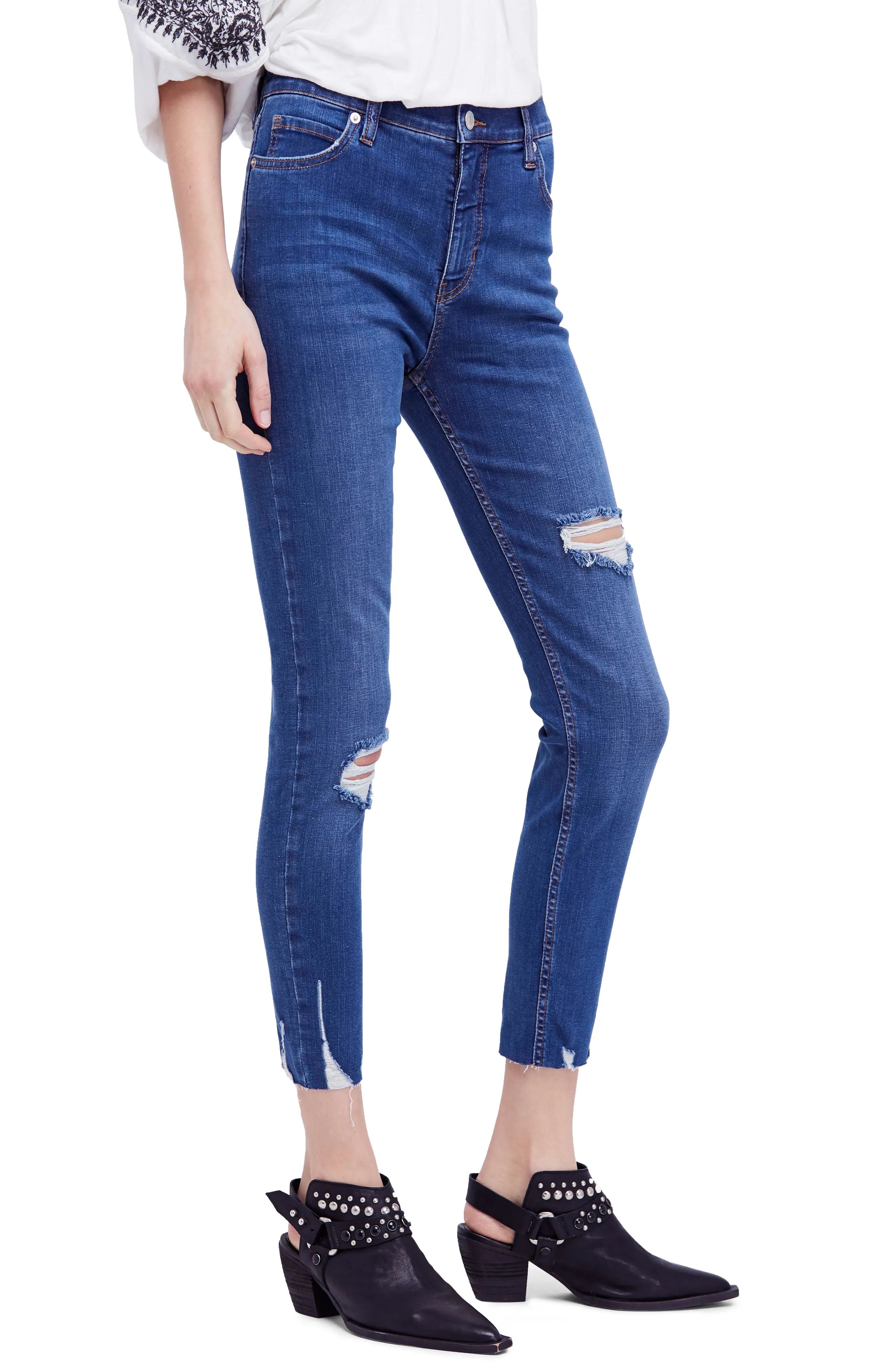 We the Free by Free People Ripped Crop Skinny Jeans | Nordstrom