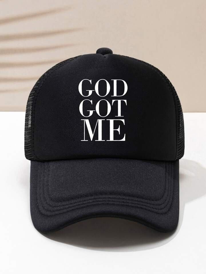 1pc Men's Outdoor Leisure Baseball Mesh Cap With Adjustable Strap And Letter Print, Trucker Hat F... | SHEIN