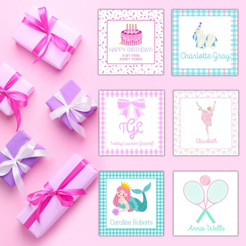 Kids Gift Tags, Kids Gift Stickers, Girls Gift Stickers, Girls Gift Tags, Personalized Gift Stick... | Etsy (US)