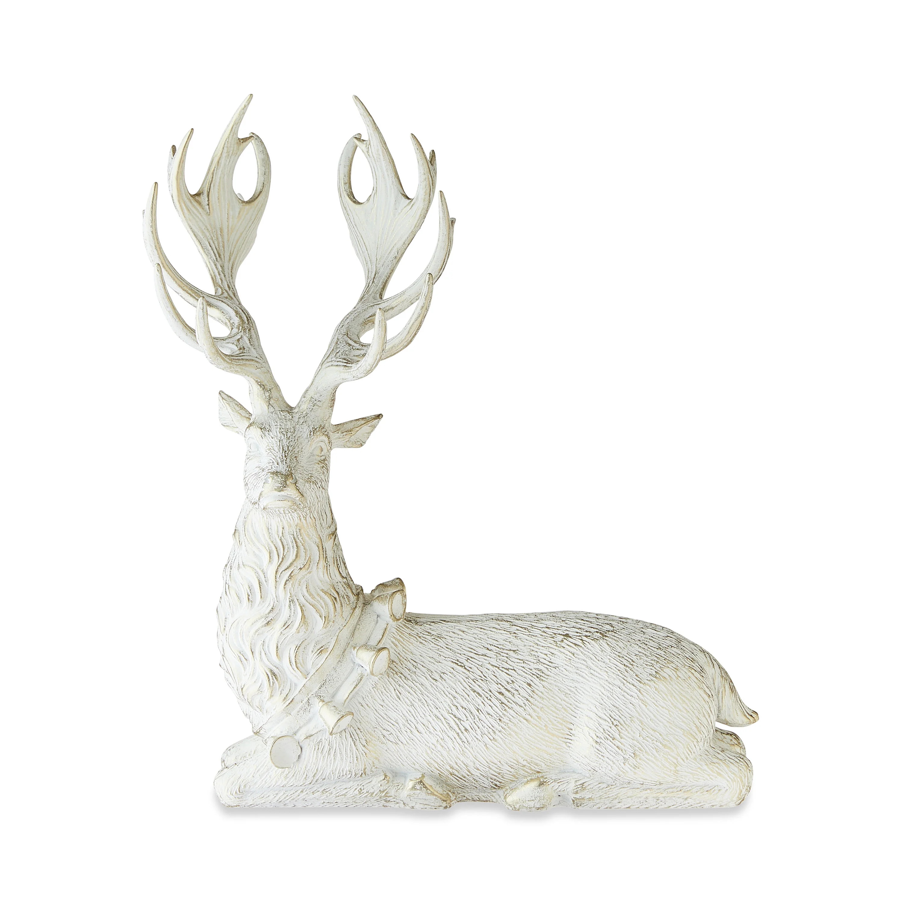 My Texas House White Champagne Sitting Deer Christmas Tabletop Decoration, 12.25 in - Walmart.com | Walmart (US)