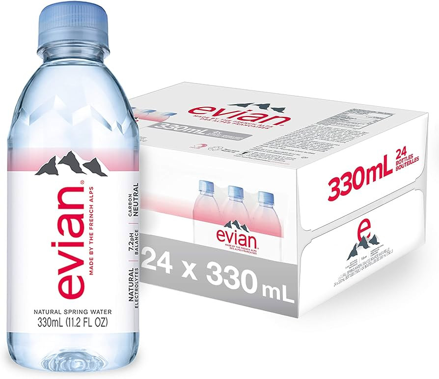 evian Natural Spring Water 330 mL/11.2 Fl Oz (Pack of 24) Mini-Bottles, Naturally Filtered Spring... | Amazon (US)