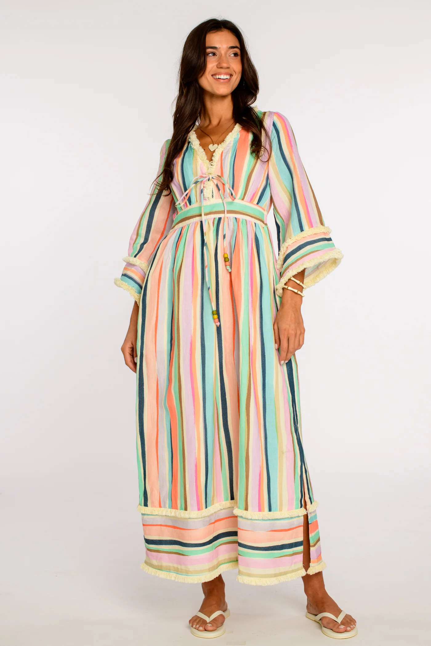 Astrid Caftan in Sherbet Stripe | Elizabeth James The Label