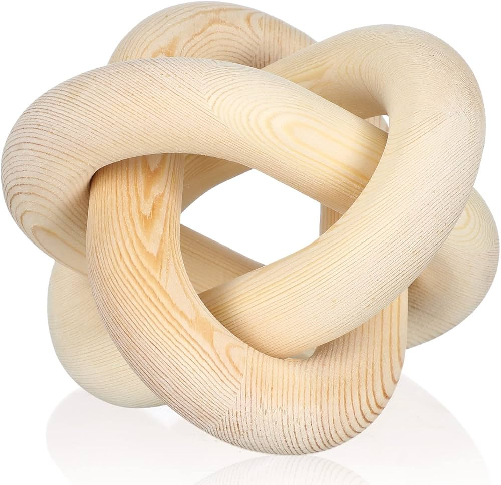 Yalikop Wood Chain Link Decor 3 Knot Hand Carved Coffee Table Modern Farmhouse Shelf Boho Rustic ... | Amazon (US)