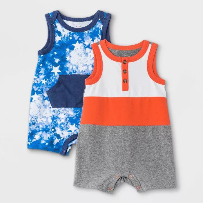 Baby Boys' 2pk Star Tie-Dye Romper - Cat & Jack™ Gray | Target