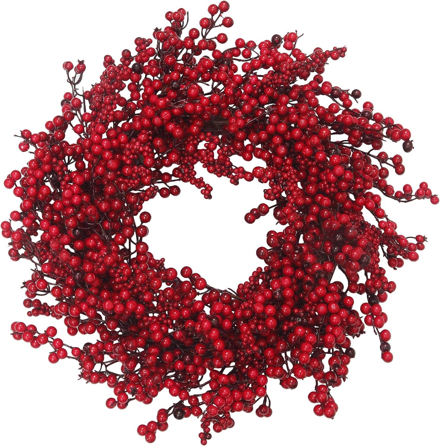 Amazon.com: VGIA 22 inches Christmas Wreath Door Wreath Stunning Red Berry Wreath  Christmas Dec... | Amazon (US)