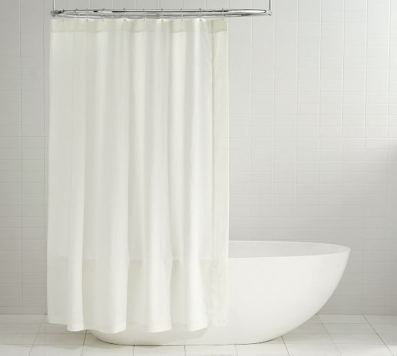 Belgian Flax Linen Hemstitch Shower Curtain | Pottery Barn (US)