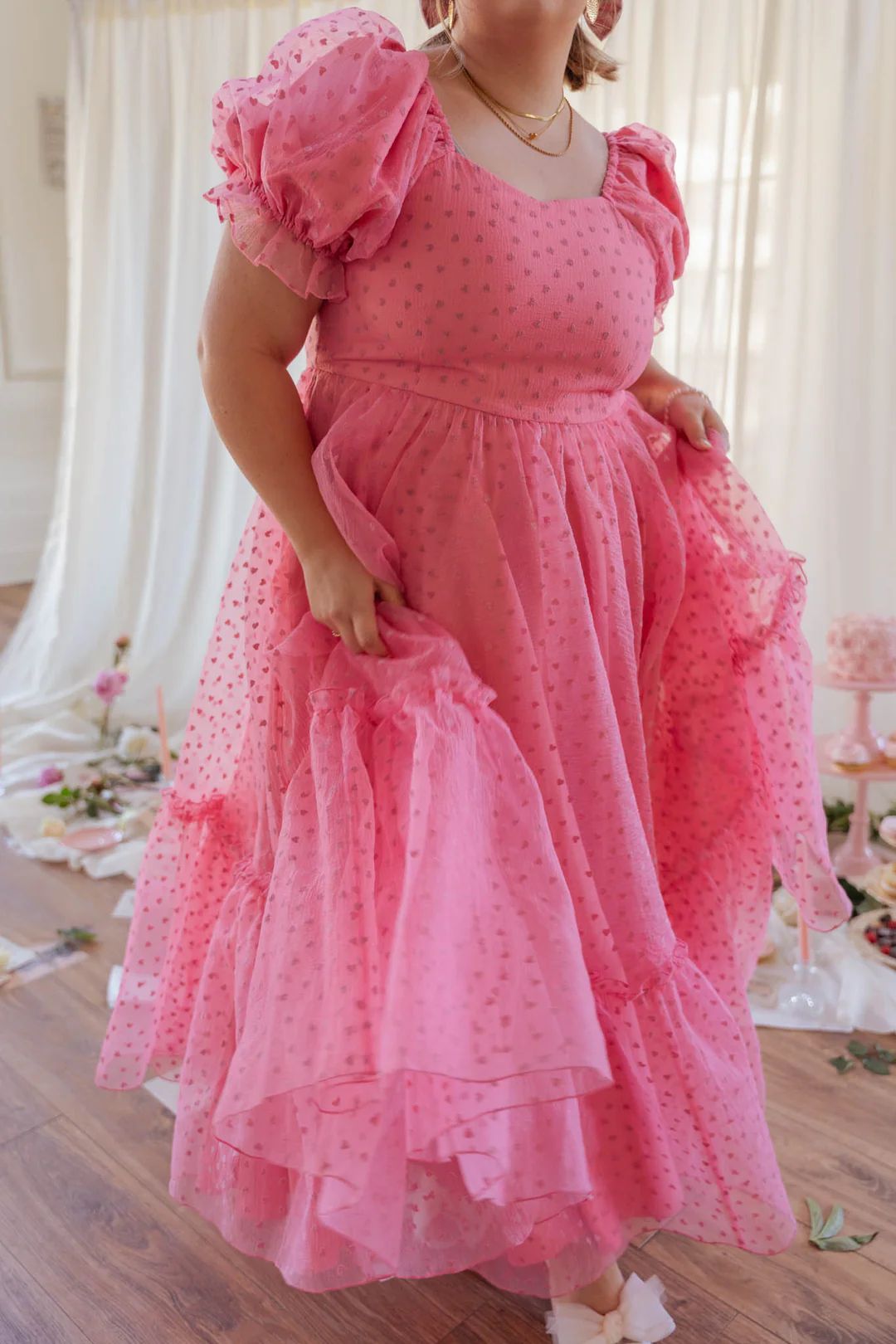 Wonderland Dress in Pink Hearts | Ivy City Co