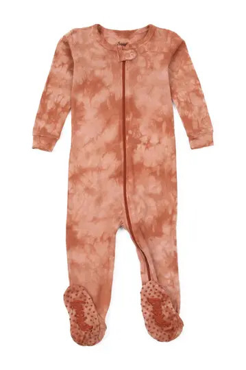 Peach Tie Dye Cotton Footed Pajamas | Nordstrom Rack