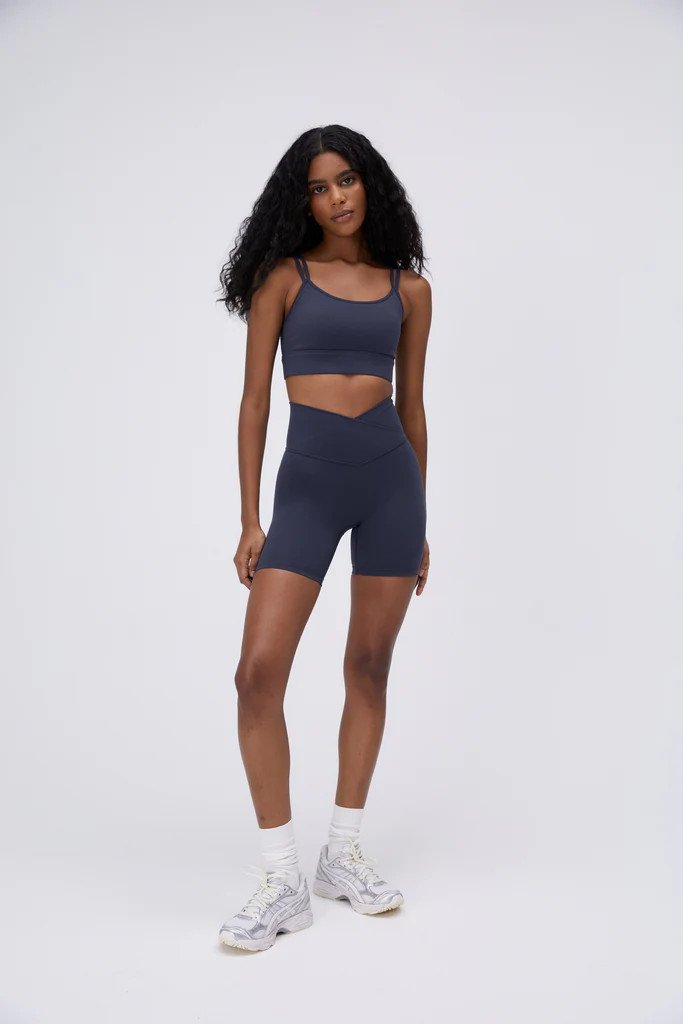 Ultimate Wrap Over Crop Shorts - Midnight Blue | Adanola UK