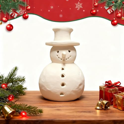Handmade Terracotta Snowman Decor, White Clay Statue Figurines Snowman, Winter Christmas Decorations Indoor, Unique Style Handcrafted Terra Cotta for Holiday Table Ornaments(L) | Amazon (US)
