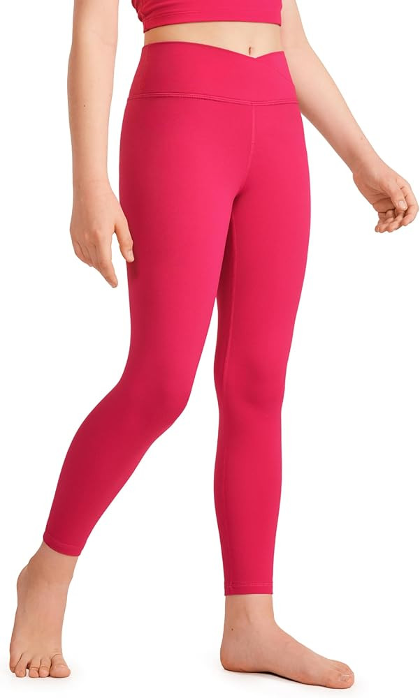 CRZ YOGA Girls Butterluxe Crossover Waist Yoga Leggings - Athletic Sports Casual Pants V Cross Ti... | Amazon (US)