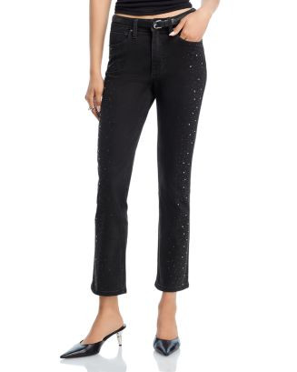 Rhinestone High Rise Ankle Skinny Jeans in Black - Exclusive | Bloomingdale's (US)