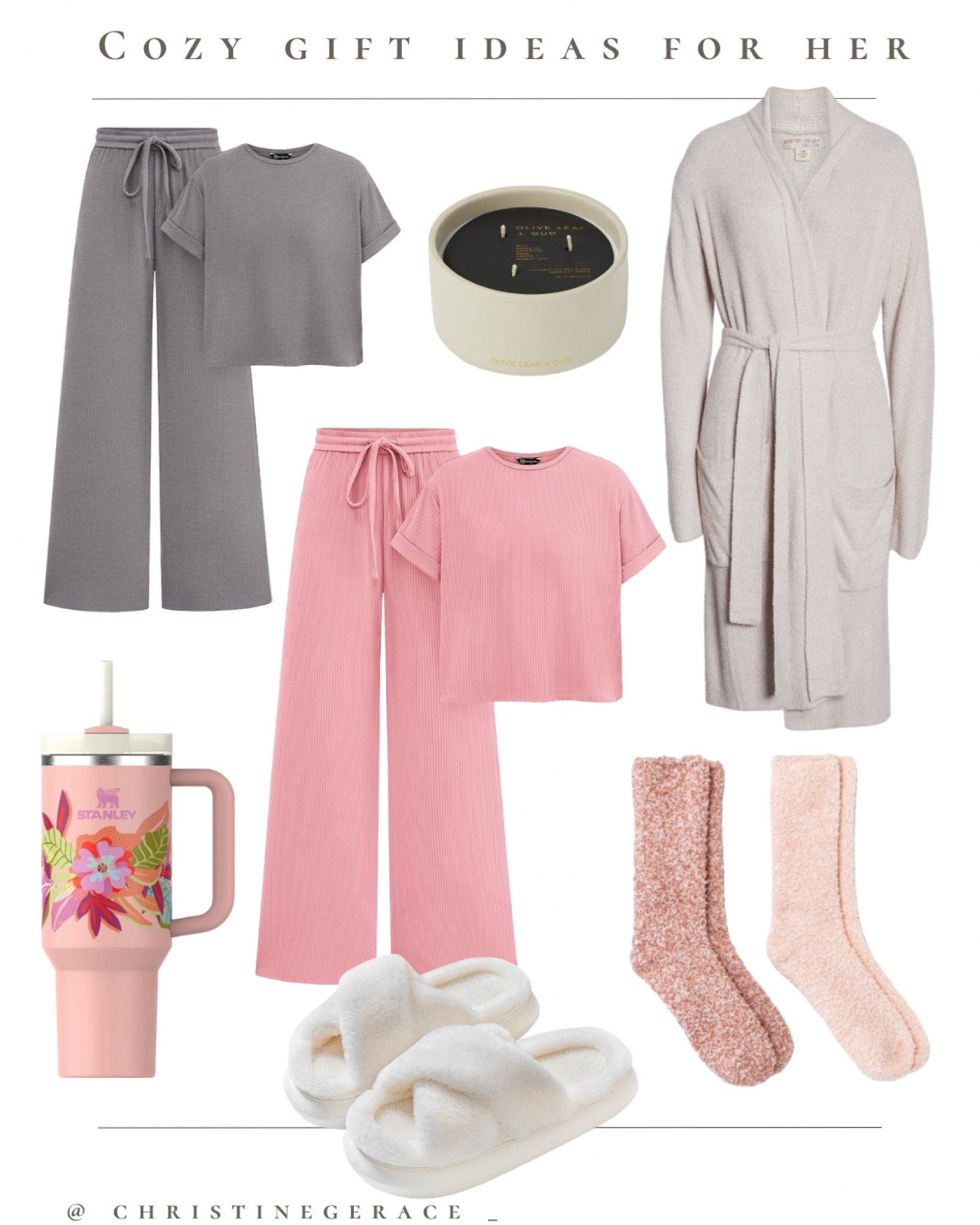 Cozy gift ideas for her 
Mother’s Day
Loungewear 
Candle 
Socks
Stanley
Robe 

#LTKGiftGuide #LTKstyletip #LTKfindsunder50