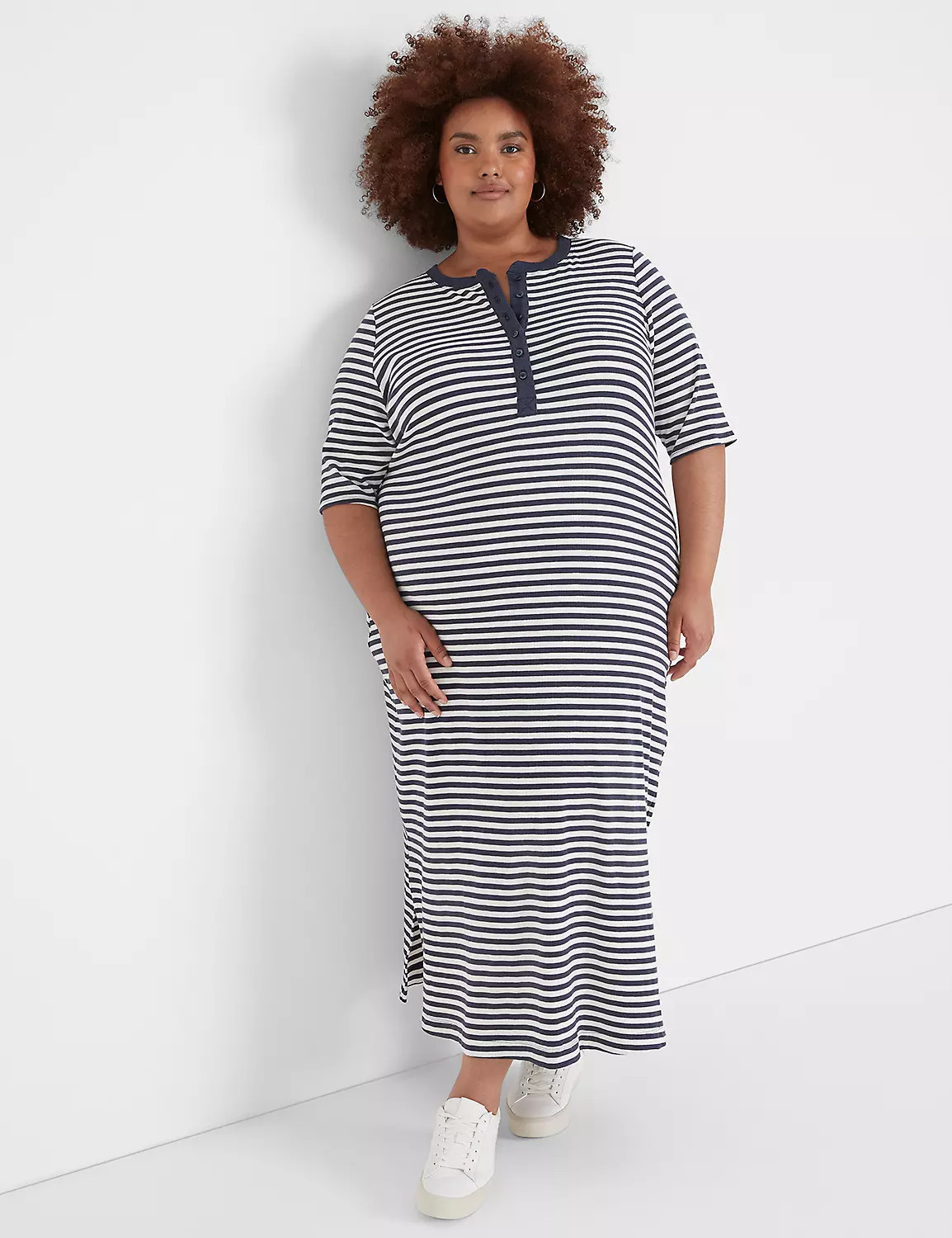 Elbow-Sleeve Button-Front Dress | LaneBryant | Lane Bryant (US)