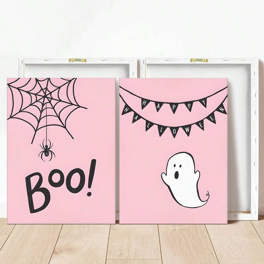 6pcs/Set Halloween Posters, Pink Halloween Decor, Boo Wall Art, Happy Halloween Print, Kids Hallo... | SHEIN