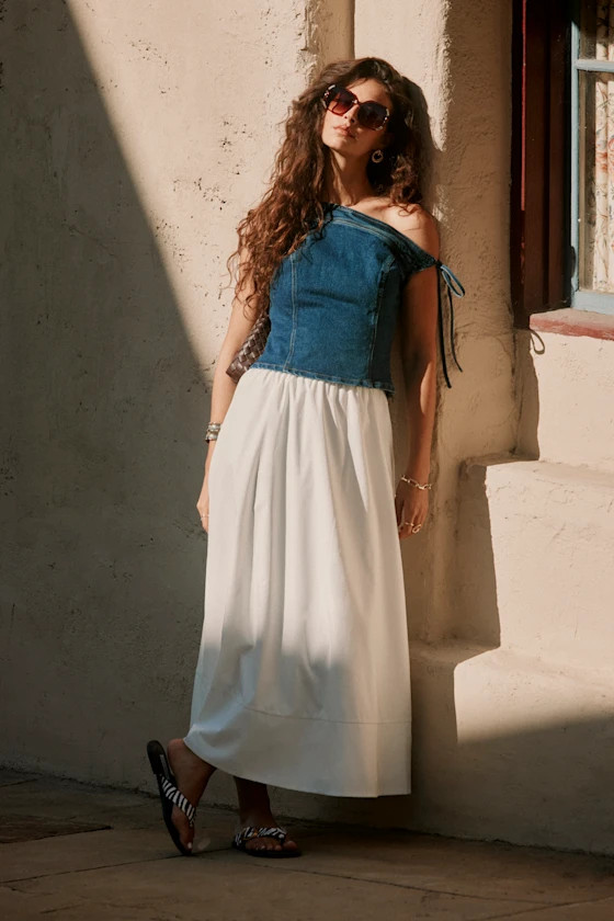 Varinia White Poplin A-Line Maxi Skirt | Lulus