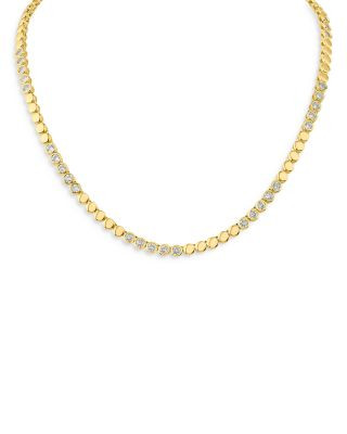 Cubic Zirconia Station Collar Necklace 14K Gold Plated, 17" | Bloomingdale's (US)