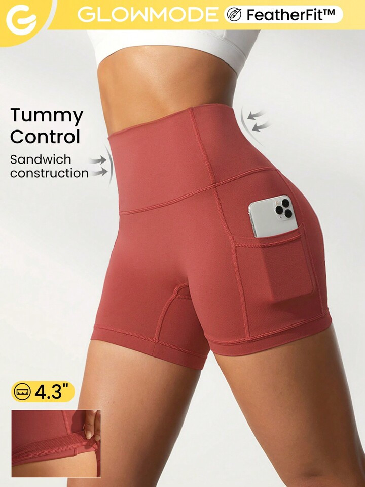 GLOWMODE 4.3" FeatherFit™ Anti Roll-Down Pocket Bike Shorts Non Front Seam Breathable Cycling R... | SHEIN