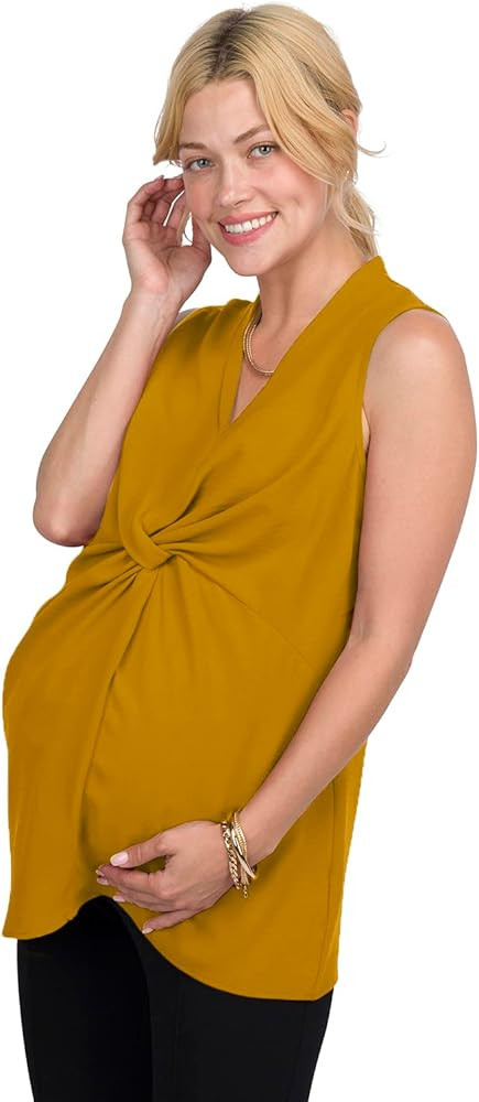 Sleeveless Front-Knot Maternity Top for Women - Lightweight Maternity Work Clothes - Maternity Of... | Amazon (US)