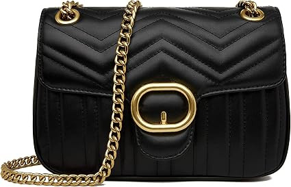 Women Genuine Leather Shoulder Bag Ladies Fashion Clutch Purses Quilted Crossbody Bags With Chain... | Amazon (US)
