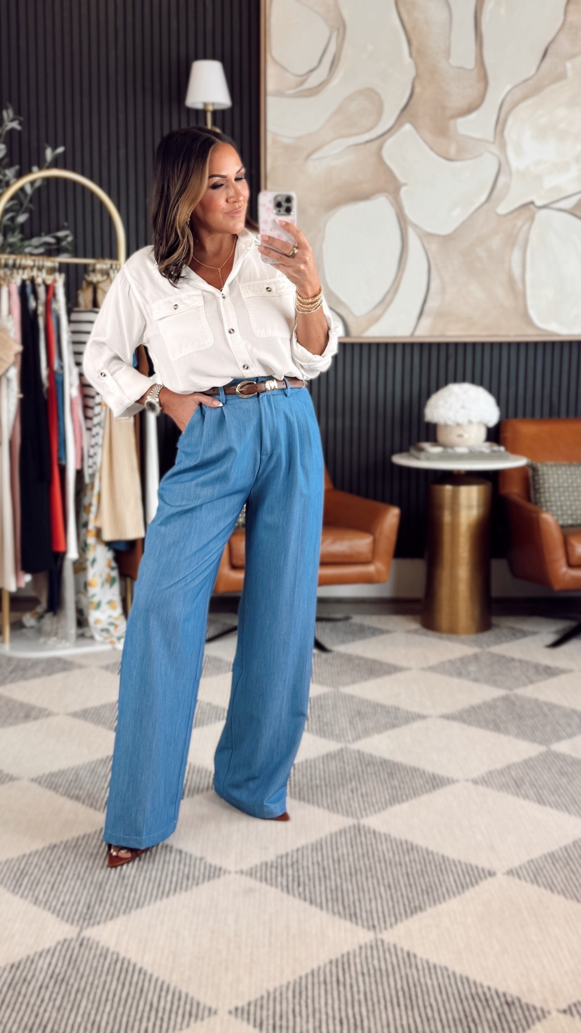 Cute but casual work fit 

In a small in top
Xs long in pants 

#LTKWorkwear #LTKStyleTip #LTKOver40