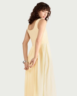 F&F Sleeveless Square Neck Midi Dress in Yellow | Tesco F&F