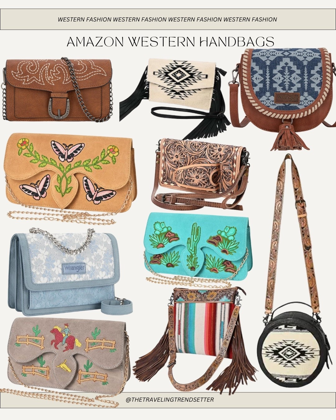 Amazon western handbags - purse / festival - cowgirl cowboy - rodeo 

#LTKWorkwear #LTKFestival #LTKTravel