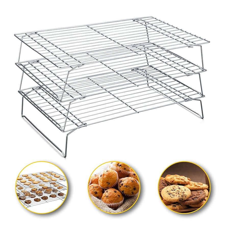 10 * 16 Inch Cooling Racks, 3 Stackable Tall Baking Racks, Stainless Steel Wire Rack for Baking S... | Amazon (US)