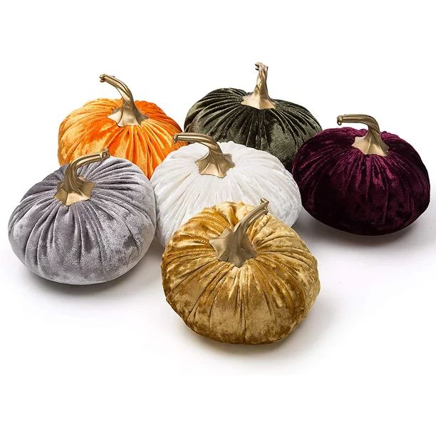 Ottoy Set of 6 Pack Handmade Velvet Pumpkins Decor,Super Soft Stuffed Pumpkin with Exquisite Craf... | Walmart (US)