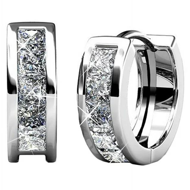 Cate & Chloe Giselle 18k White Gold Plated Silver Hoop Earrings | Jewelry for Women, Earrings wit... | Walmart (US)