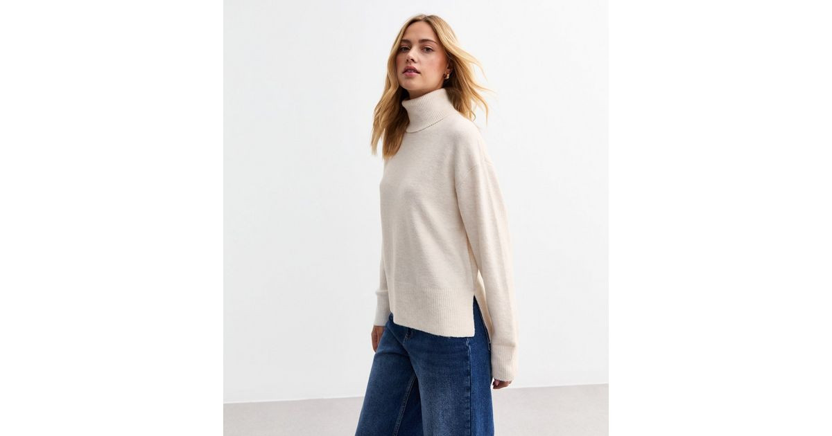 Off White Roll Neck Step Hem Jumper
						
						Add to Saved Items
						Remove from Saved Items | New Look (UK)