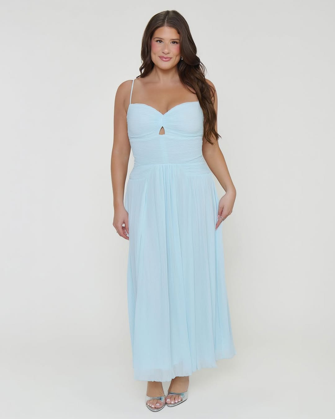 The perfect ice blue midi dress for your summer weddings and parties. Get "The Camille" 🩵 

 #LTKgrwm #LTKootd #LTKWedding