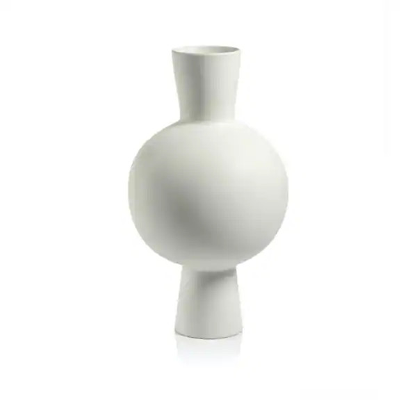 Ozamiz 17" Tall White Stoneware Vase - Overstock - 33542062 | Bed Bath & Beyond